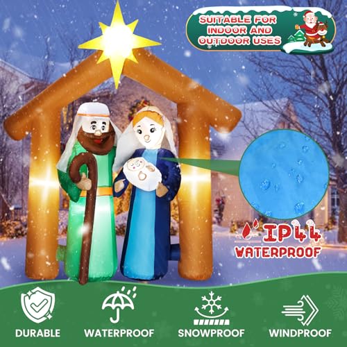 Quntis 6FT Weihnachts-Luftfigur Krippenszene mit Baby Jesus