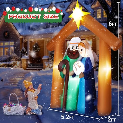 Quntis 6FT Weihnachts-Luftfigur Krippenszene mit Baby Jesus
