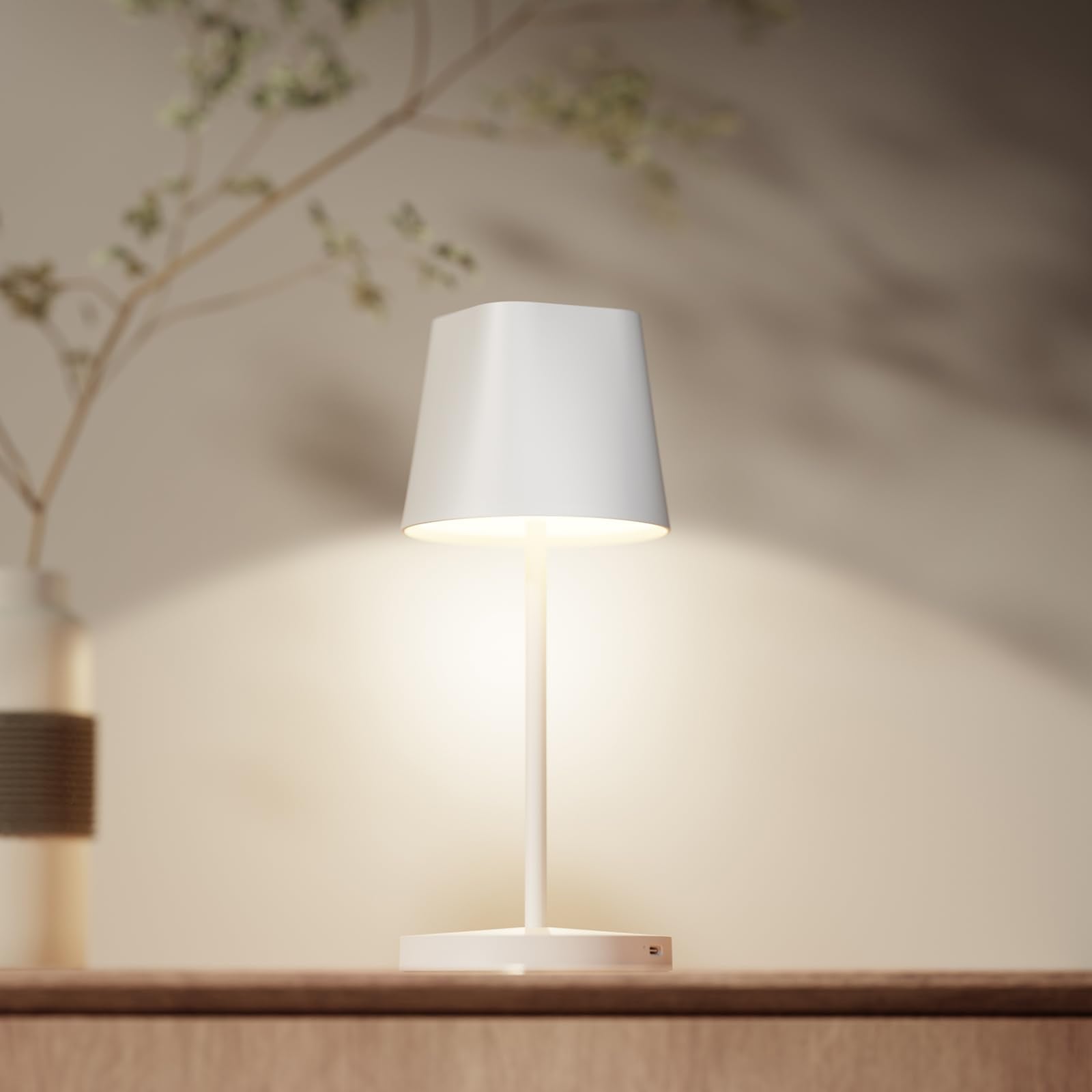 Quntis Cordless LED Table Lamp with Dimmer, Built-in Rechargeable Battery, Stepless Brightness Dimming, Ambient Light for Restaurant, Bedside Night Lamp, Waterproof Outdoor Lamps for Patio, Camping