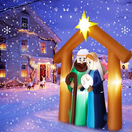 Quntis 6FT Weihnachts-Luftfigur Krippenszene mit Baby Jesus