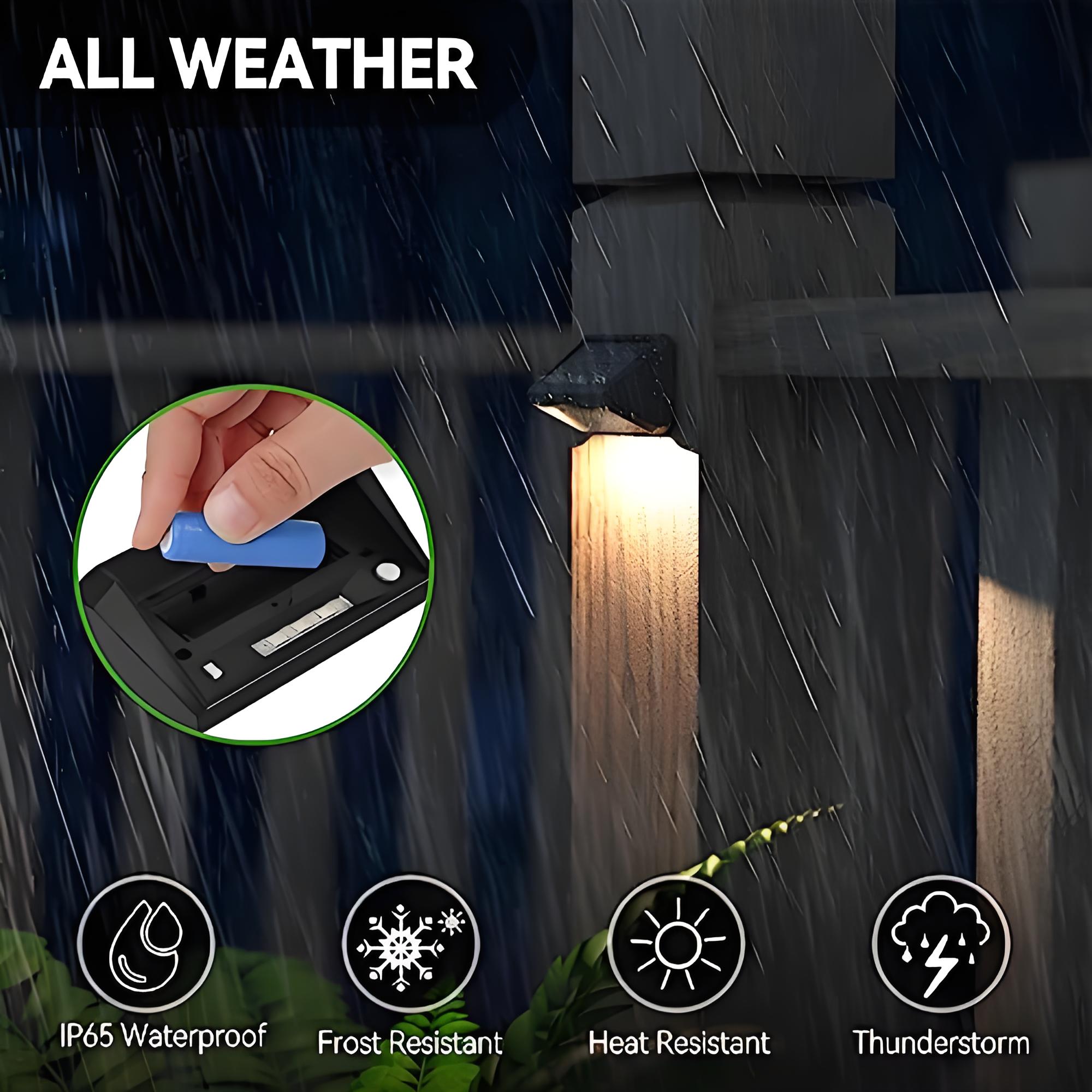 Quntis Solar Lights Outdoor 4-8Pack, RGBWW Solar Fence Lights with 11 Color Modes, IP65 Waterproof Solar Deck Lights, Auto On/Off Dusk to Dawn Solar Garden Lights for Wall Yard Patio Railing Decoration