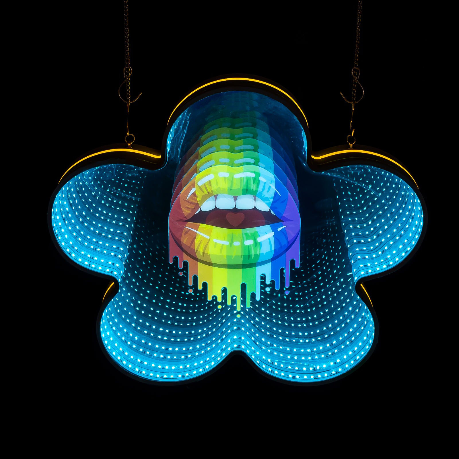 Infinity Mirror Neon Lips 3D Sexy Lip Neon Sign, LED Wall Art for Bedroom, Bar, Game Room, Aesthetic Decor