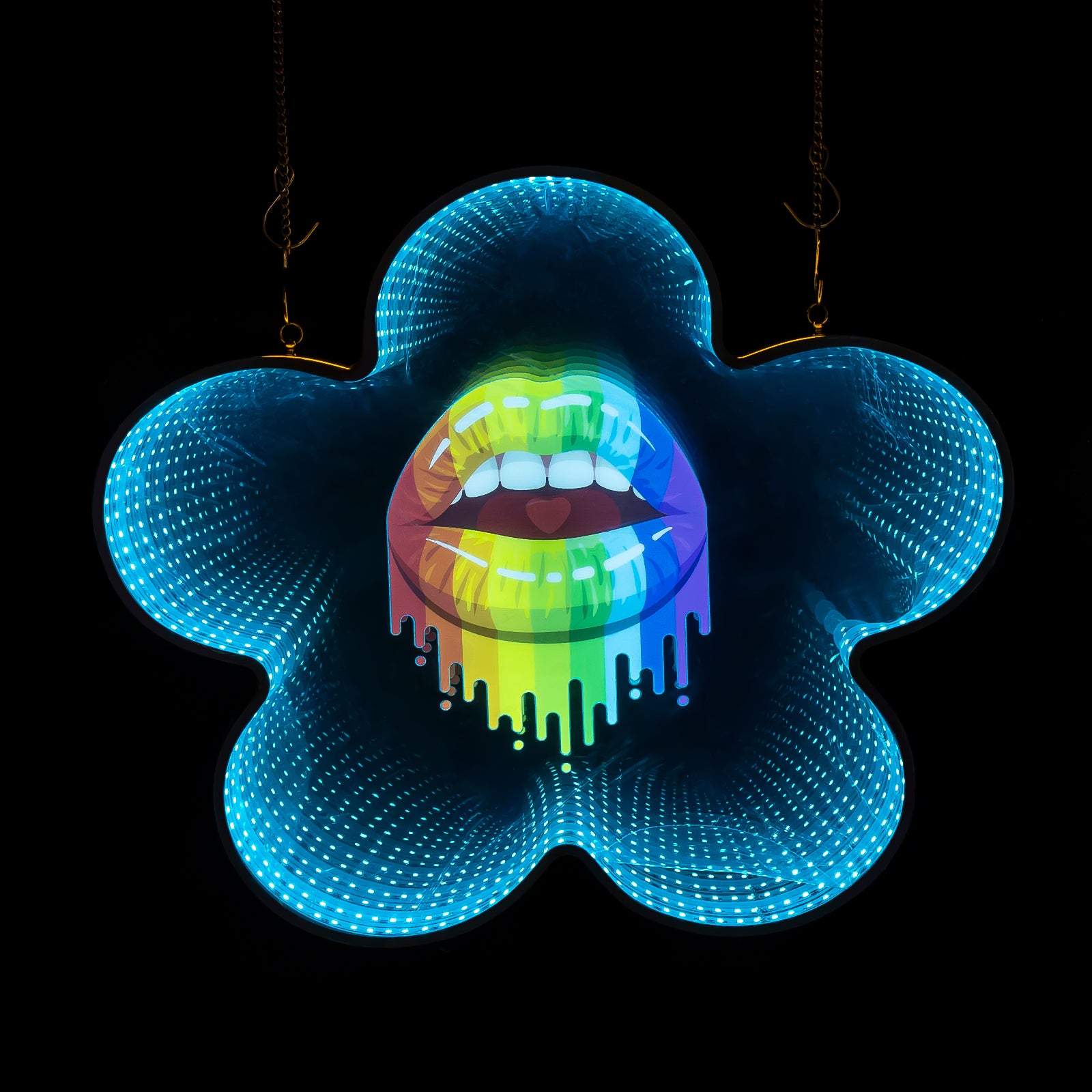 Infinity Mirror Neon Lips 3D Sexy Lip Neon Sign, LED Wall Art for Bedroom, Bar, Game Room, Aesthetic Decor