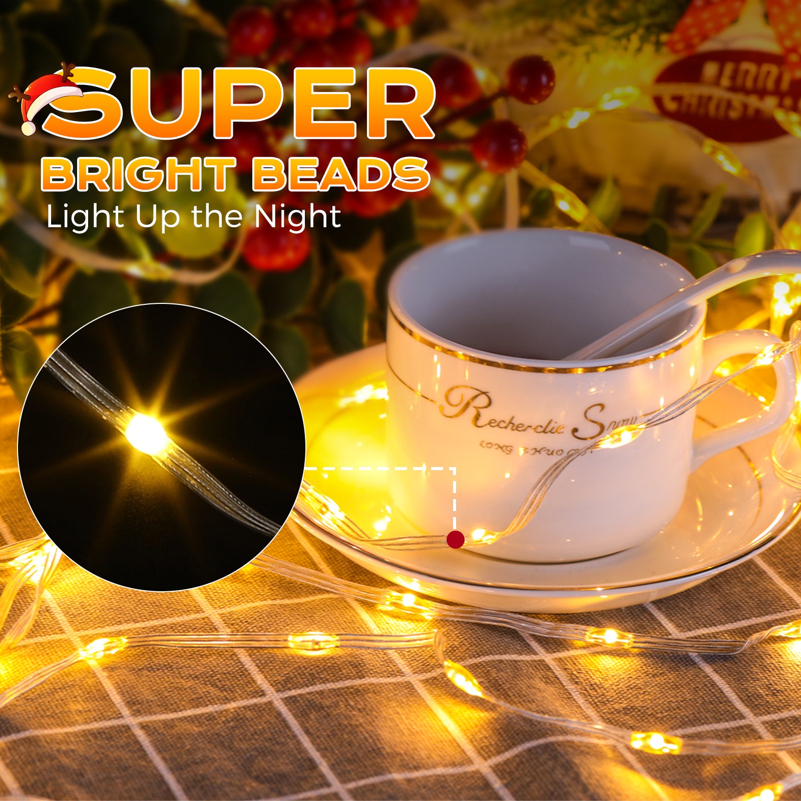 Quntis Christmas Chasing Rope Lights, 20M/65ft 400 LEDs Warm White Rope Lights, IP65 Waterproof LED Tube Light with 9 Modes, Mains Powered Christmas Lights for Xmas Tree, Garden & Outdoor Décor