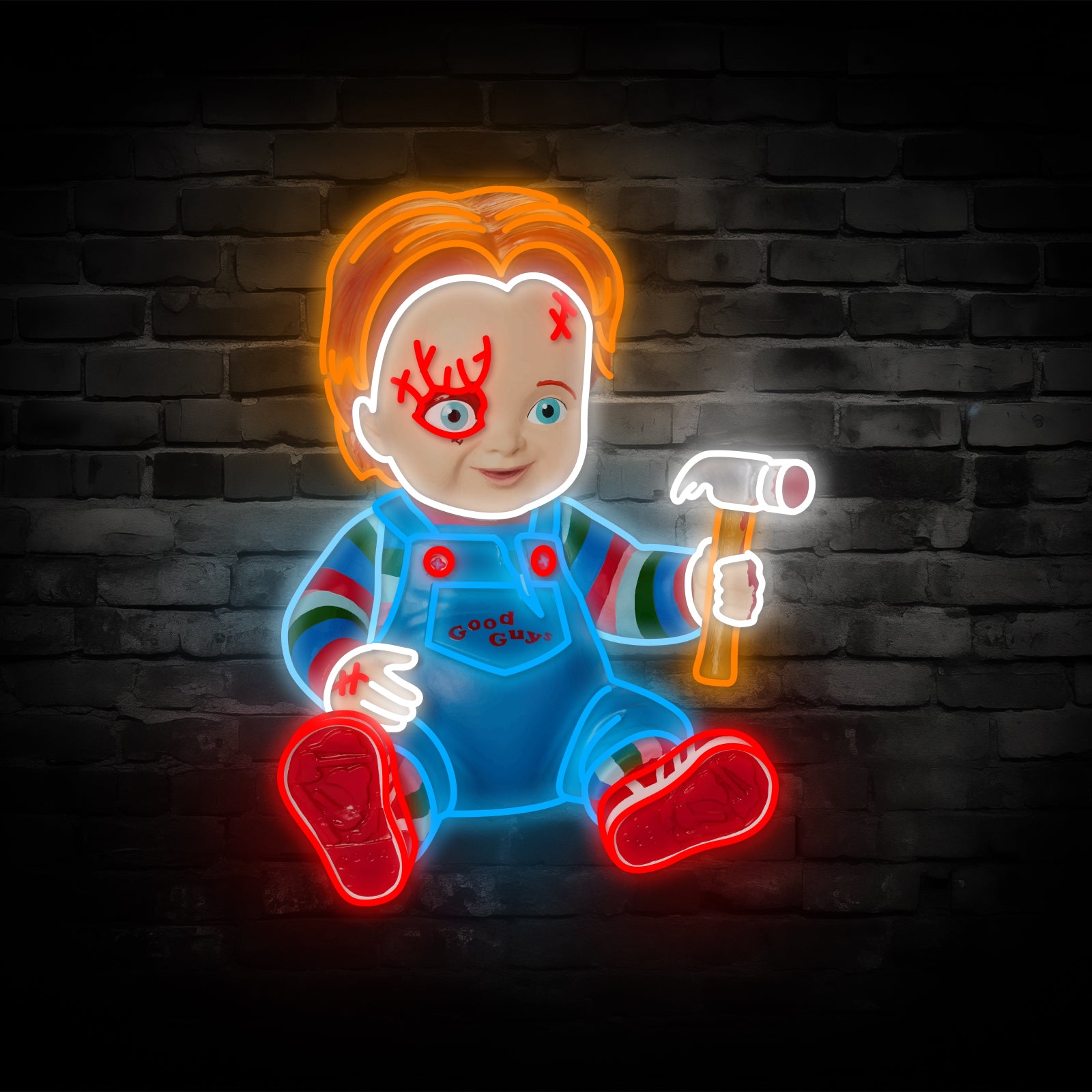 Chucky Child’s Play Neon Sign – Horror Movie Killer Doll Wall Light for Halloween & Home Bar Decor