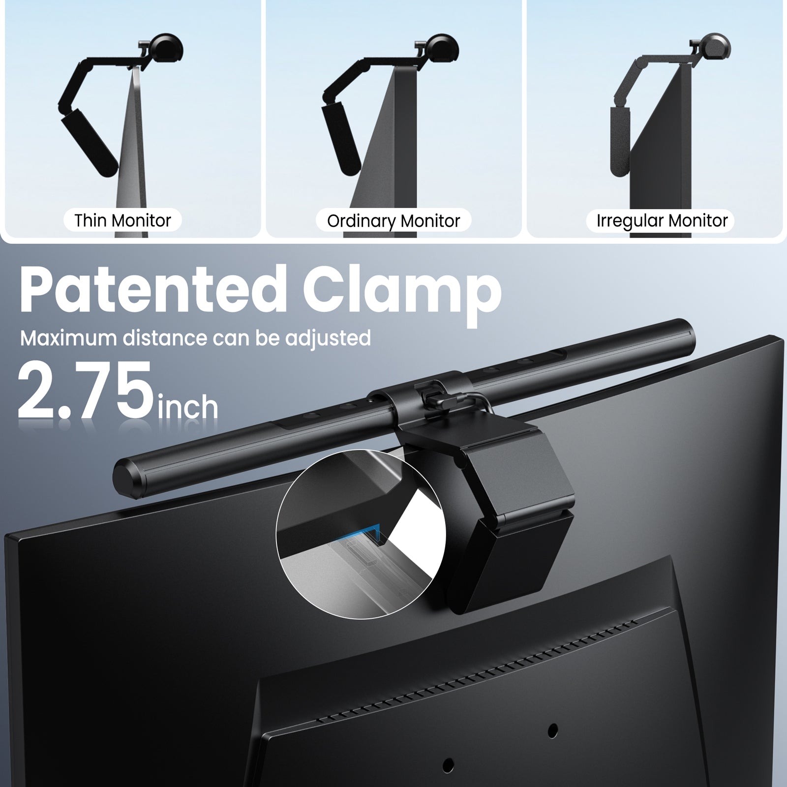 LumeEase Computer Monitor Lamp, Screen Monitor Light Bar for Eye Caring, USB Reading LED Task Lamp with Auto-Dimming, Dimmable Light Bar, Touch Control, No Glare Space Saving Home Office Desk Lamps