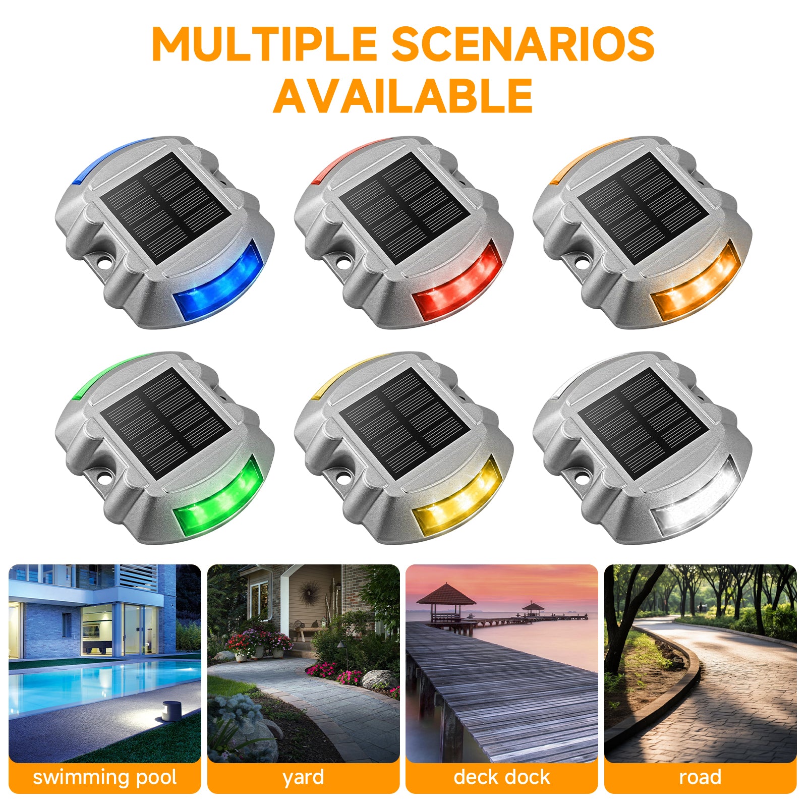 Solar Driveway Lights Bright Blue with Screw Solar Deck Lights Outdoor Dock Lights for Path Warning Garden Walkway Sidewalk Steps