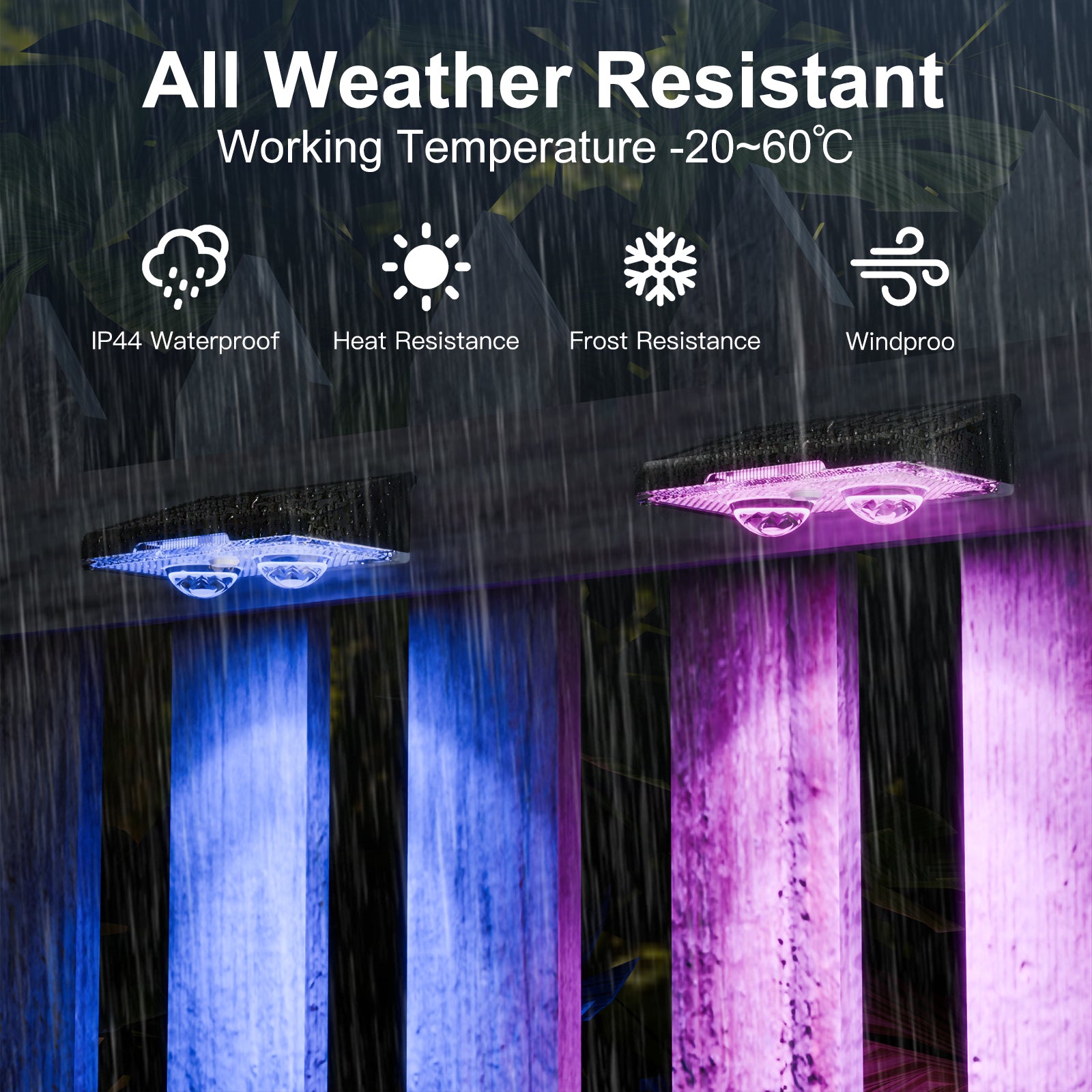 Solar Mini Wall Washer Light – 11 Color Modes, Outdoor Waterproof LED