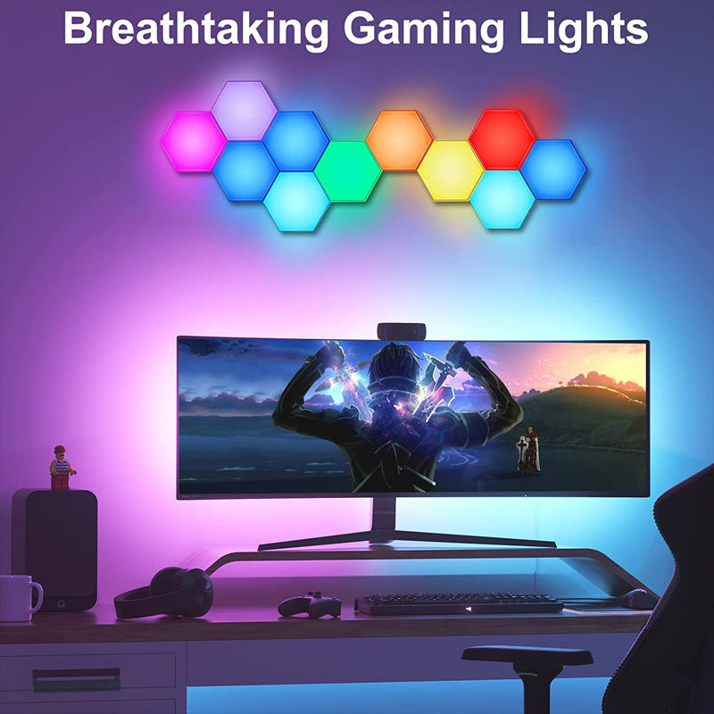 Hexagon Light Panels,Music Sync RGB Hexagon LED Lights Gaming Lights with APP & Remote Control For Home Decor Gaming