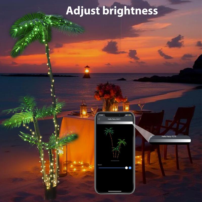 7 Fuß leuchtende Palme, LED Dekorationslicht, wetterfeste festliche Dekoration für Innen-/Außenbereich, Party Hochzeits Feiertags Terrasse Strand Dekorationslichter