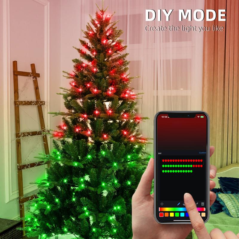 Arbre de Noël artificiel pré-éclairé de 6 pieds avec lumières LED, synchronisation avec la musique, support en métal pour la maison, le bureau, les fêtes, décoration de Noël.