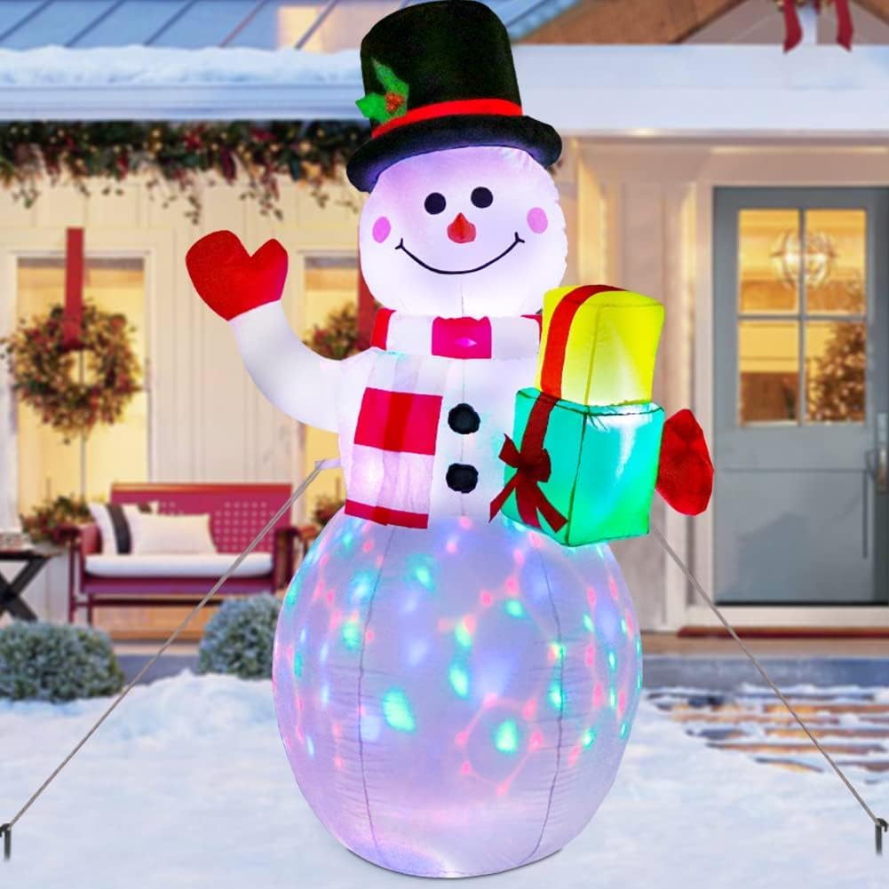 Quntis 5ft Christmas Inflatables Blow Up Yard Decorations, Upgrade Snowman Xmas Inflatable with Rotating LED Lights for Indoor Outdoor Yard Garden Christmas Decorations