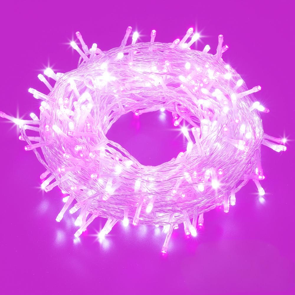 Quntis Pink&Cool White LED Christmas String Lights 40M 400LEDs 8 Mode IP44 Waterproof Fairy Lights Mains Powered for Home Garden Patio Chirstmas Tree Xmas Wedding Decoration