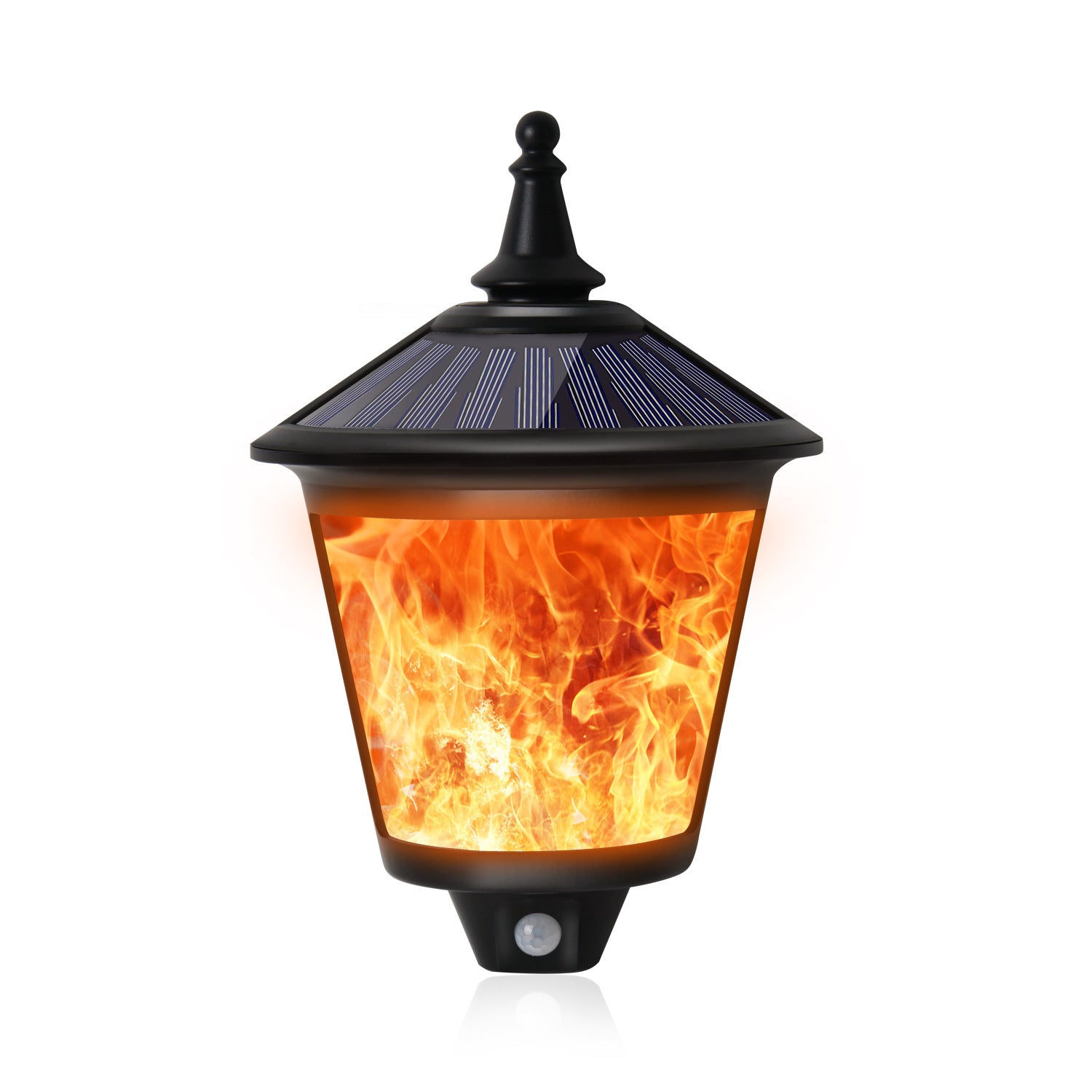 Solar Wall Light with Flame Effect | 86 LED, Motion Sensor, Auto Switch White Light & Flickering Flame， IP65 Waterproof Outdoor Decorative Light for Garden, Patio, Pathway