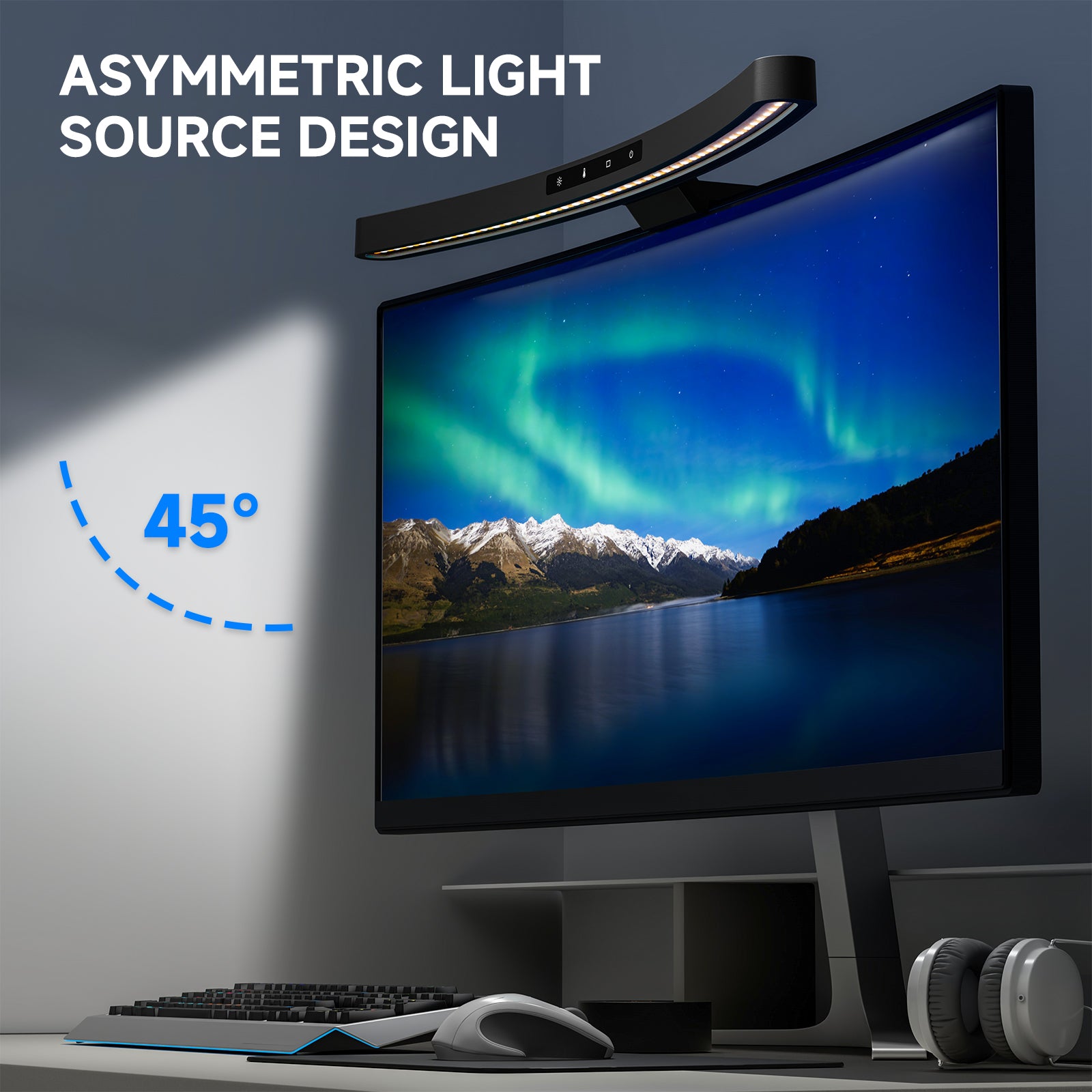 ScreenLinear Glow For Curved,Monitor Light Bar with Multifunction Shelf(17.72Inch)