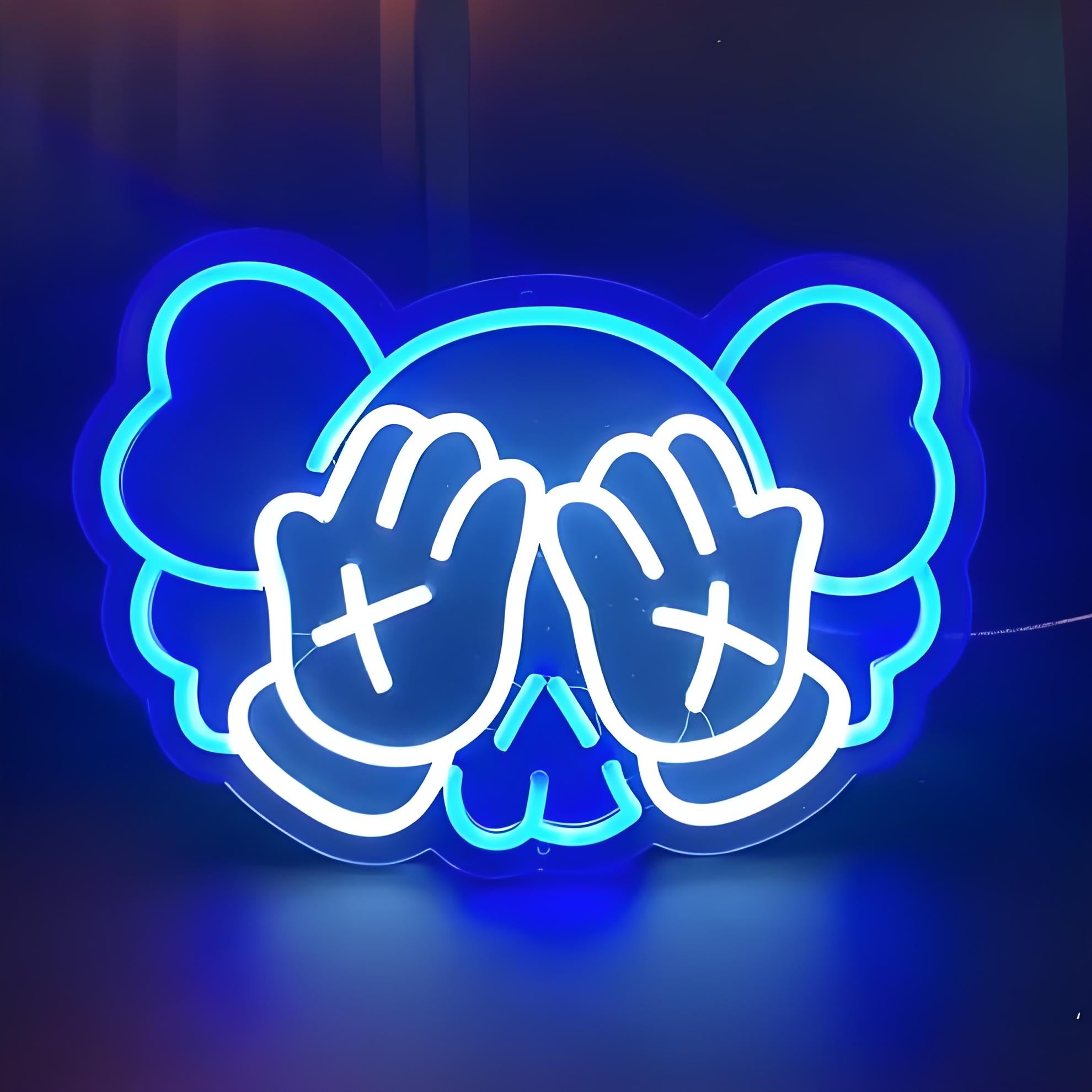 KAWS-Inspired Cartoon Hands Neon Sign for Modern Art Spaces and Studios