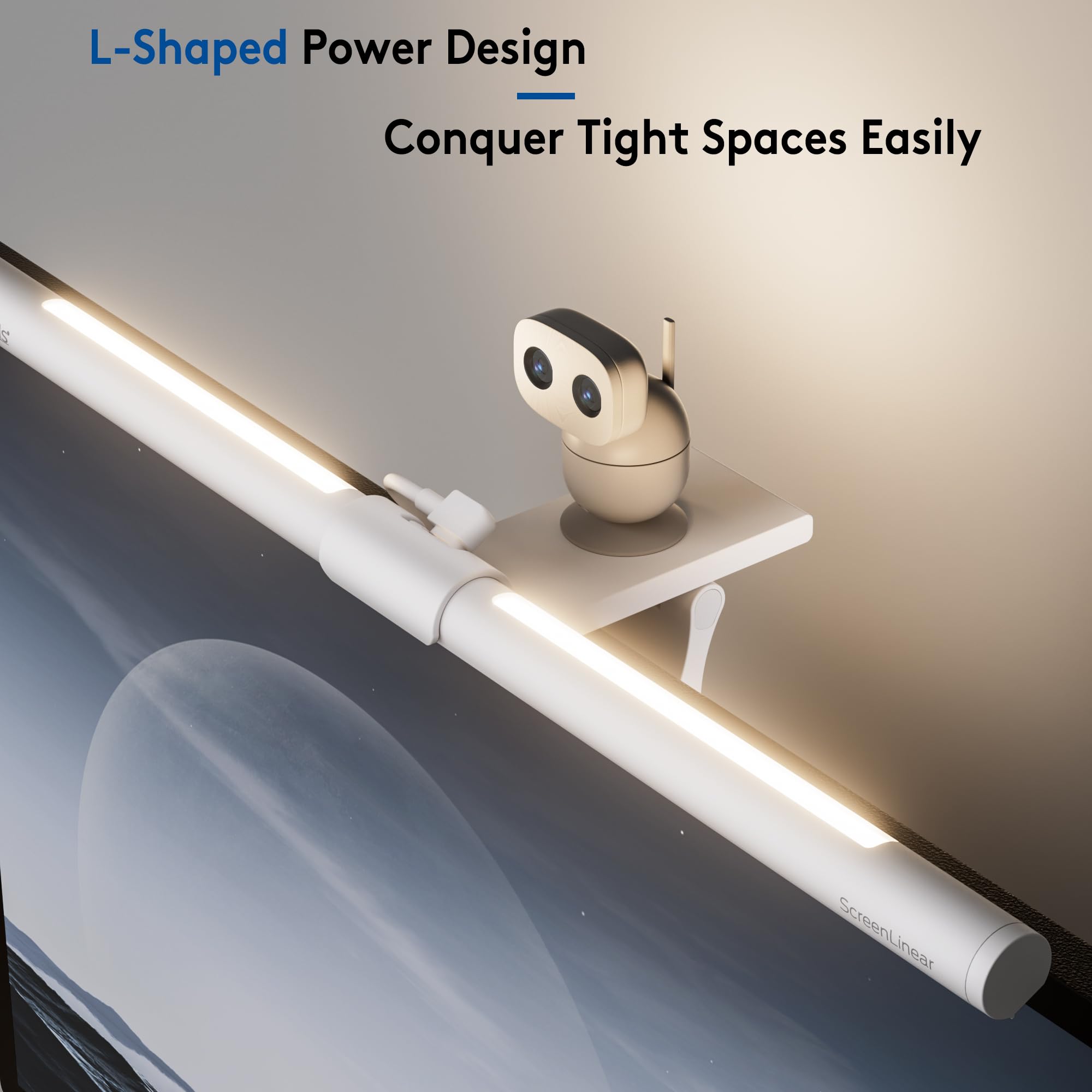 Quntis Monitor Light Bar with Remote, Eye-Care No Glare, Space Saving Home Office Desk Lamp (White), Stepless Dimming, Easy Setup LED Computer Light Backlight for Curved Gaming Monitors Reading Study