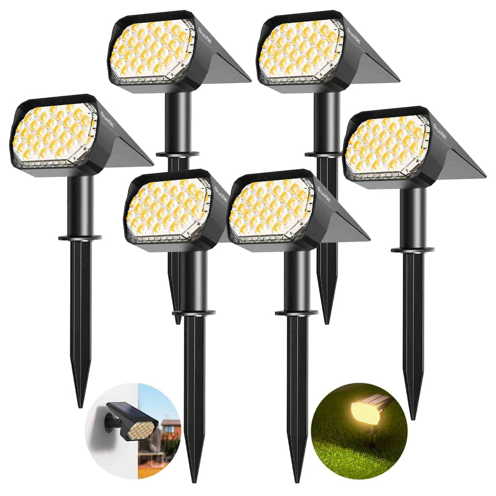 MEIHUA 6 In 1 Solar Spot Lights Outdoor, Solar Landscape