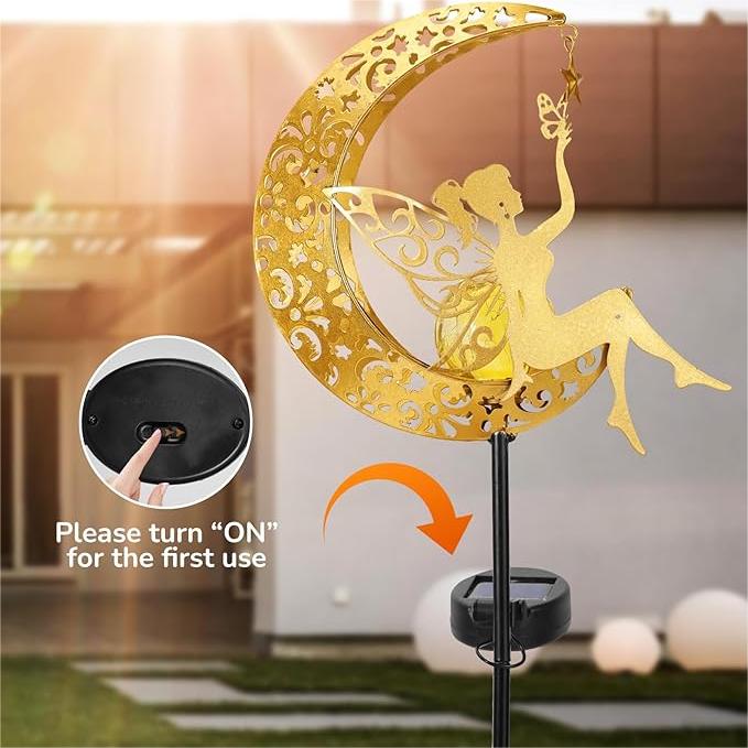 Statue da Giardino Solari Decorazioni Esterne, Figurina di Fata con Luce a Picchetto, Ornamento per Nuova Casa per Patio, Prato, Giardino, Sentiero - Idee Regalo Uniche per il Giardino