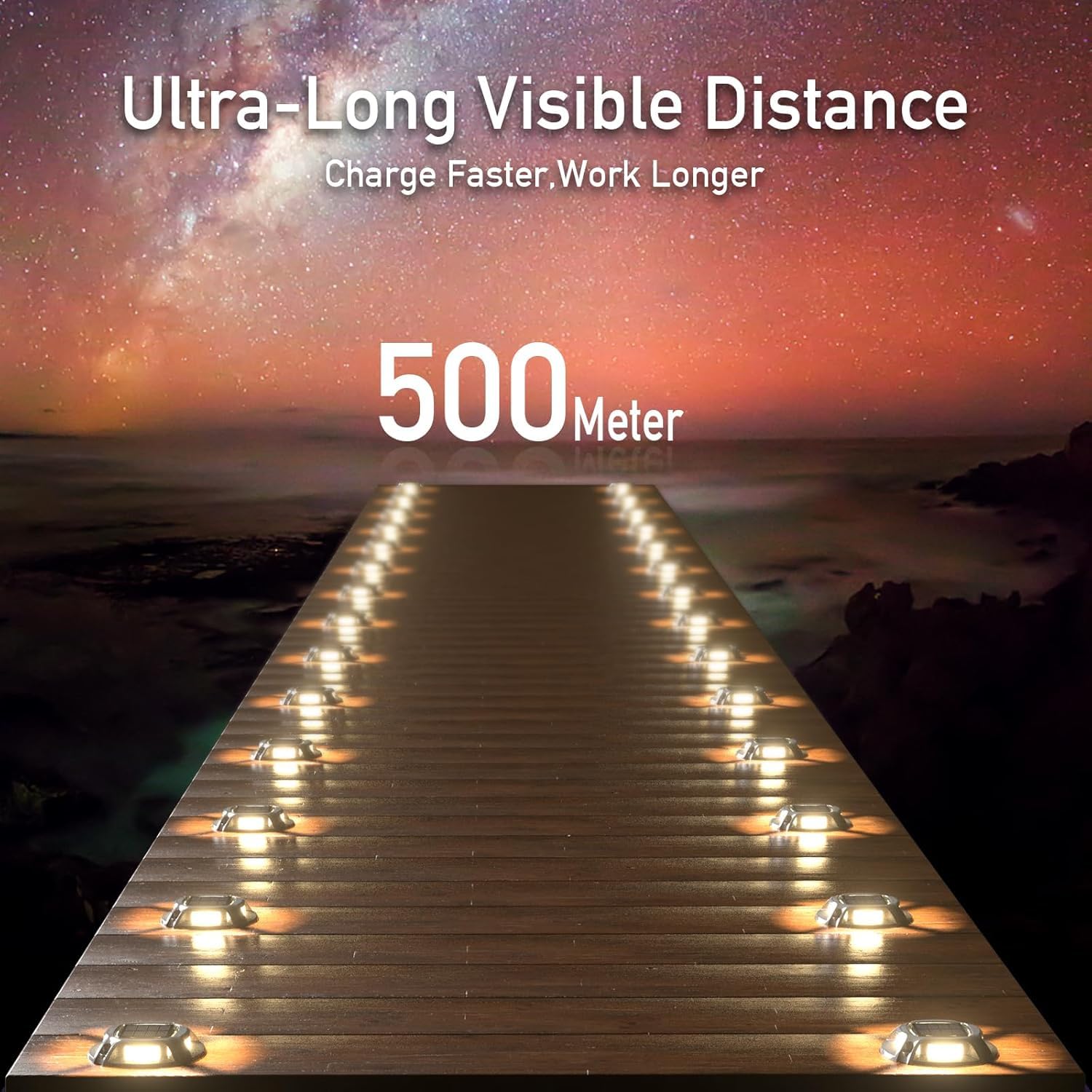 Quntis Solar Deck Lights, IP68 Waterproof Outdoor Ground Lights, 2 Colors Warm White and Cool White, Pressure Resistant Solar Powered Lights for Driveway, Step and Pathway