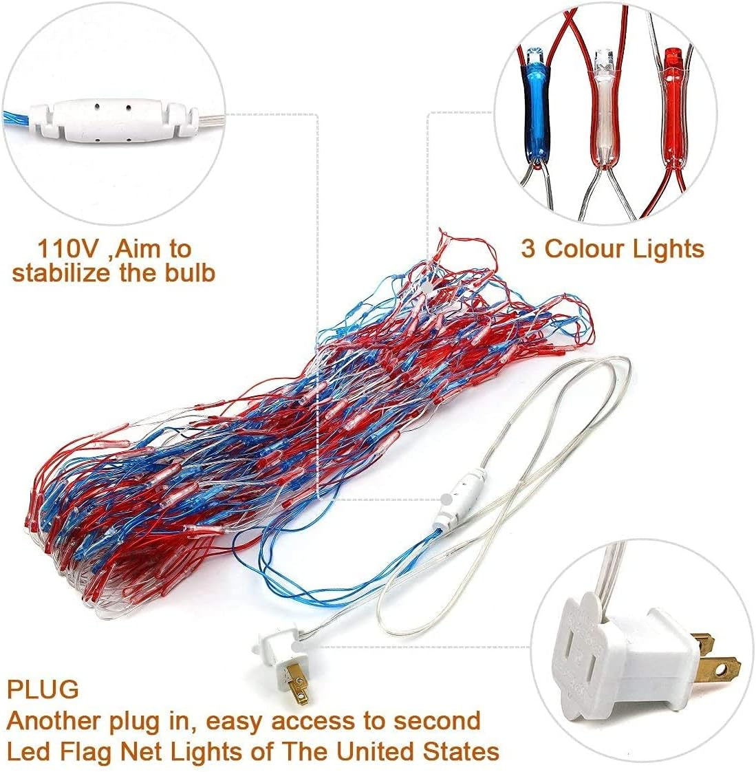 Waterproof LED American Flag Lights – Perfect for 4th of July, Memorial Day, Independence Day, Christmas, Garden, Yard, and Holiday Decorations