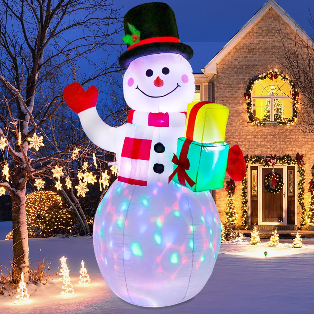 Quntis 5ft Christmas Inflatables Blow Up Yard Decorations, Upgrade Snowman Xmas Inflatable with Rotating LED Lights for Indoor Outdoor Yard Garden Christmas Decorations
