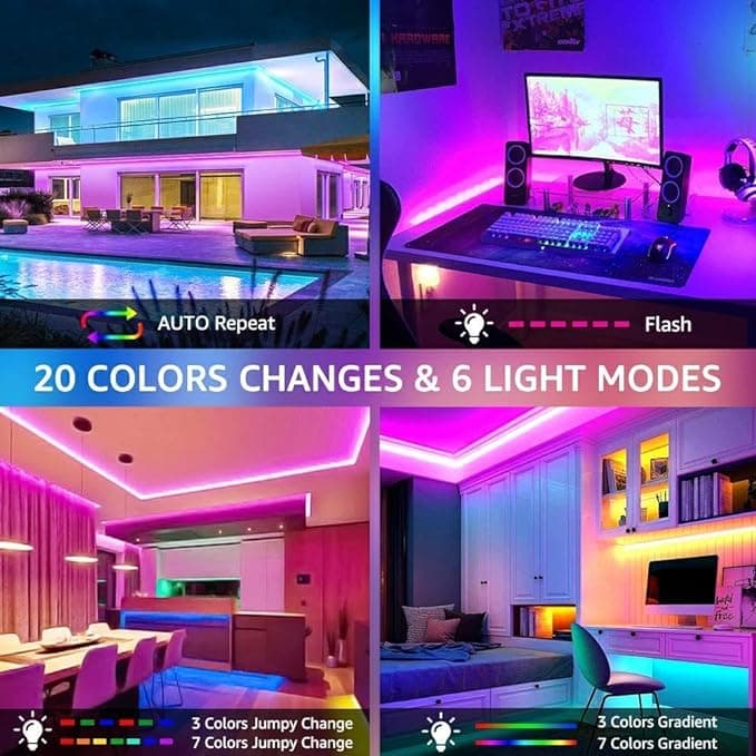 Control remoto de tira de luz RGB, tira de luz montada en la pared en la habitación para la sala de estar, cocina y fiesta.