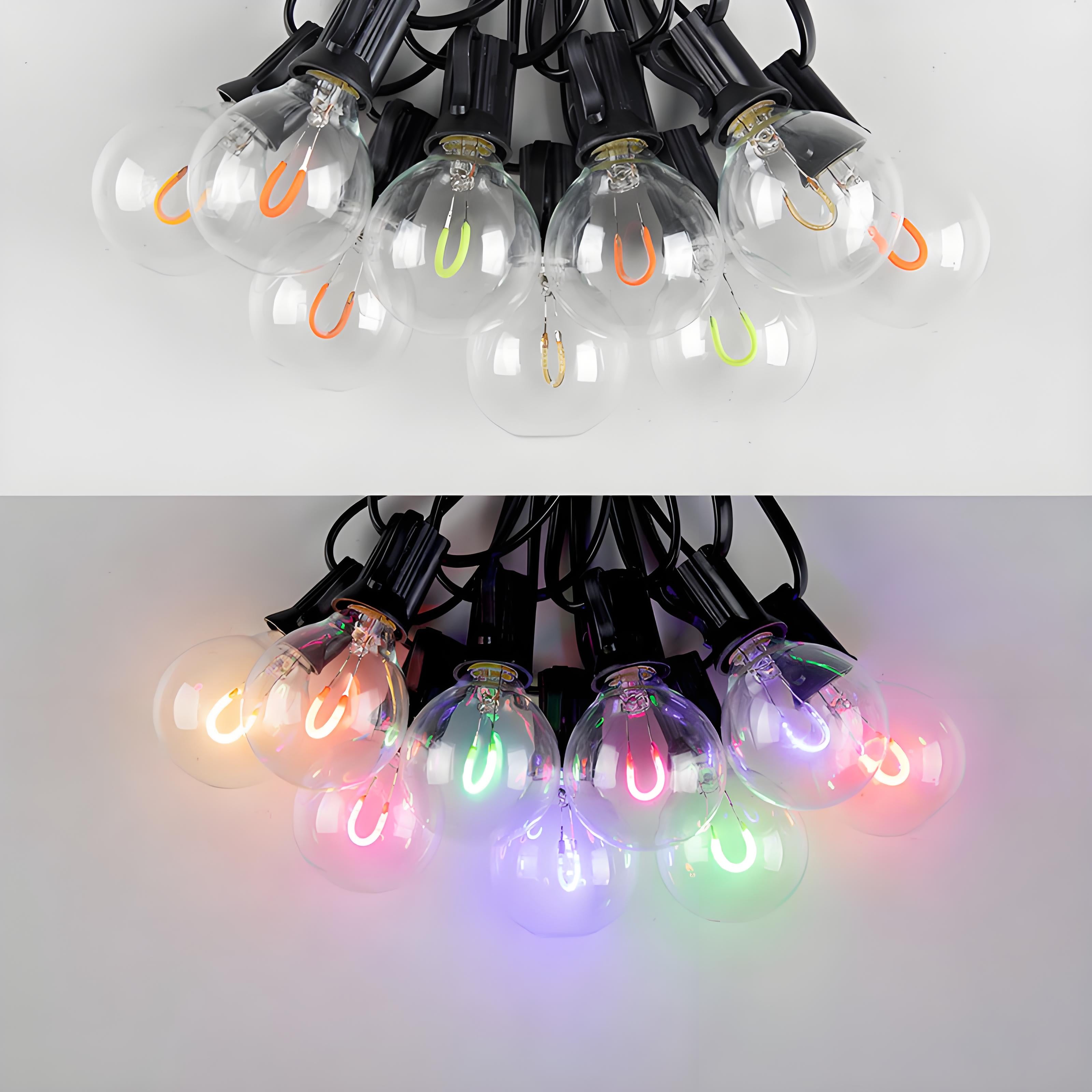 G40 Flexible U-Shaped LED Filament Bulbs | E12 Base | 1W RGB Christmas Replacement Bulbs – Pack of 25 (Bulbs Only)