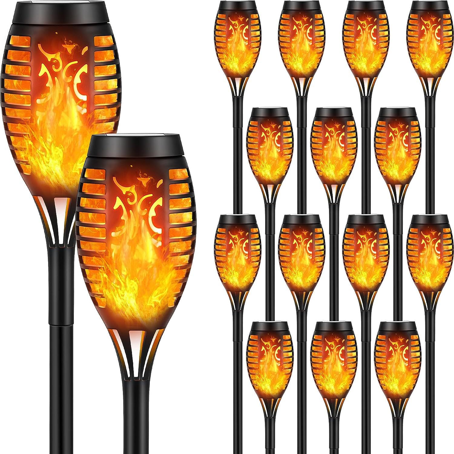 Solar Spot Light Waterproof Flickering Flames Torches Lights Outdoor Landscape Decoration Lighting Solar Spotlights Security Torch Light for Garden Patio Yard Driveway