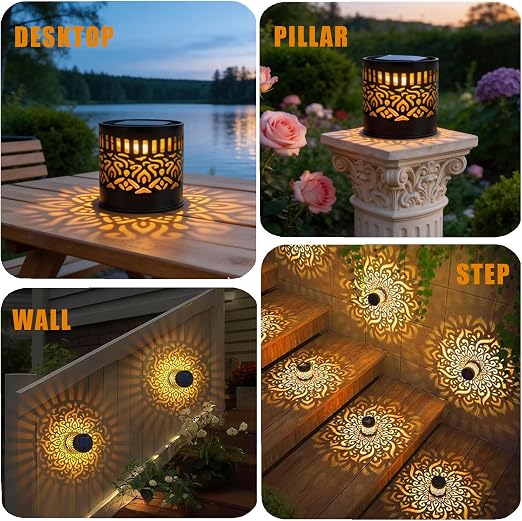 Mandala Solar Fence Lights – IP65 Waterproof Warm White Sunflower Wall Lamp for Outdoor Garden Landscape