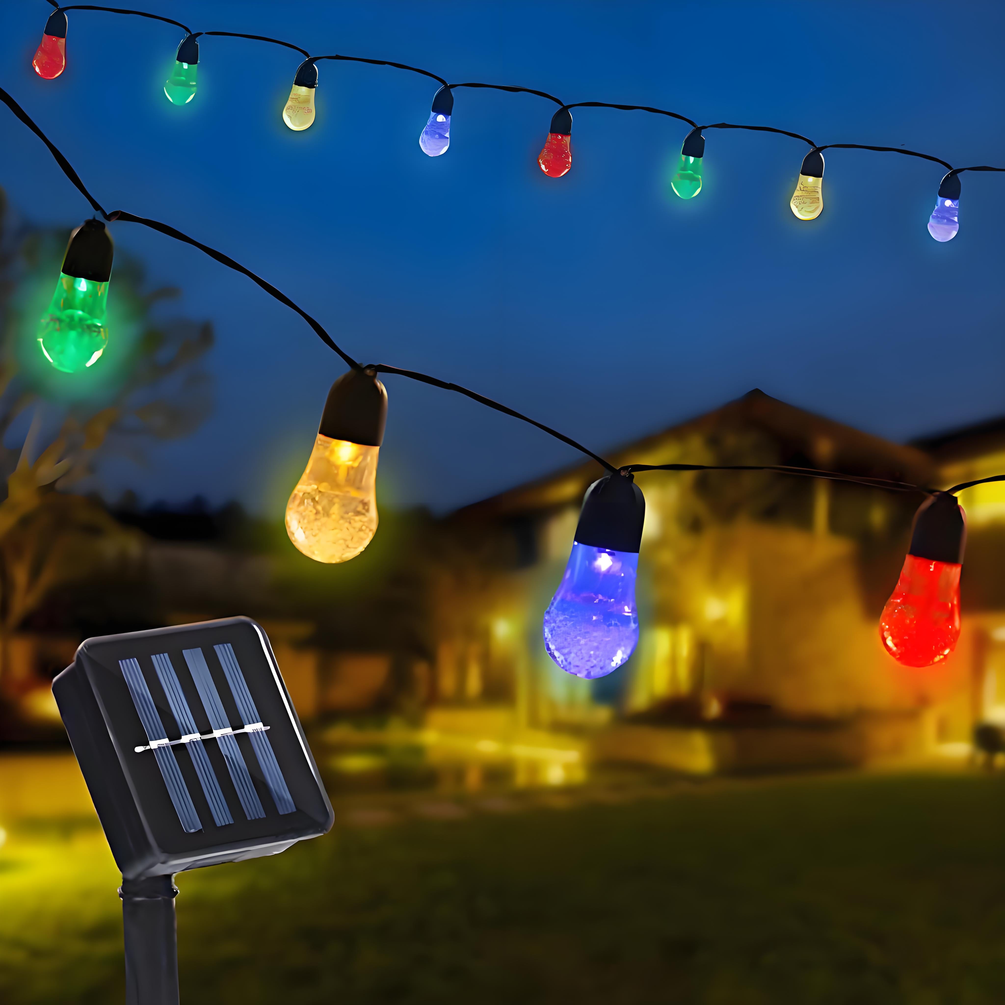 Quntis IP65 Solar String Lights ¨C Outdoor Yard Decor with Colored LED Crystal Bubble Lights for Christmas & Holiday Decor