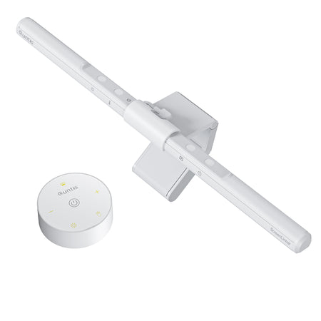 Quntis White Auto-Dimming Monitor Light Bar with Remote Control – No-Glare LED Screen Lamp with Smart Ambient Light Sensor for Eye Protection, Ideal for Office & Gaming Setup