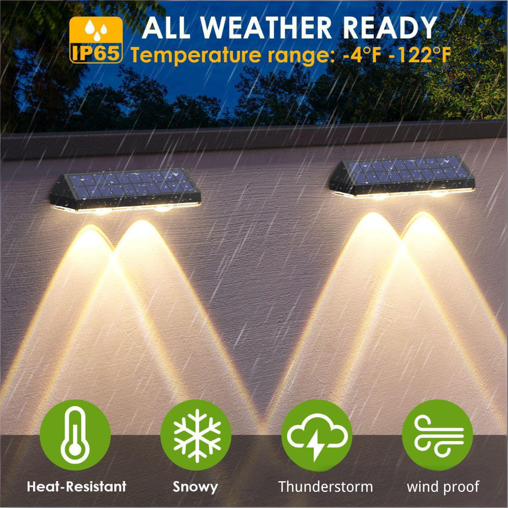 Quntis Warm White and RGB Solar Fence Lights, IP65 Waterproof Lighting for Outdoor Fence and Railing