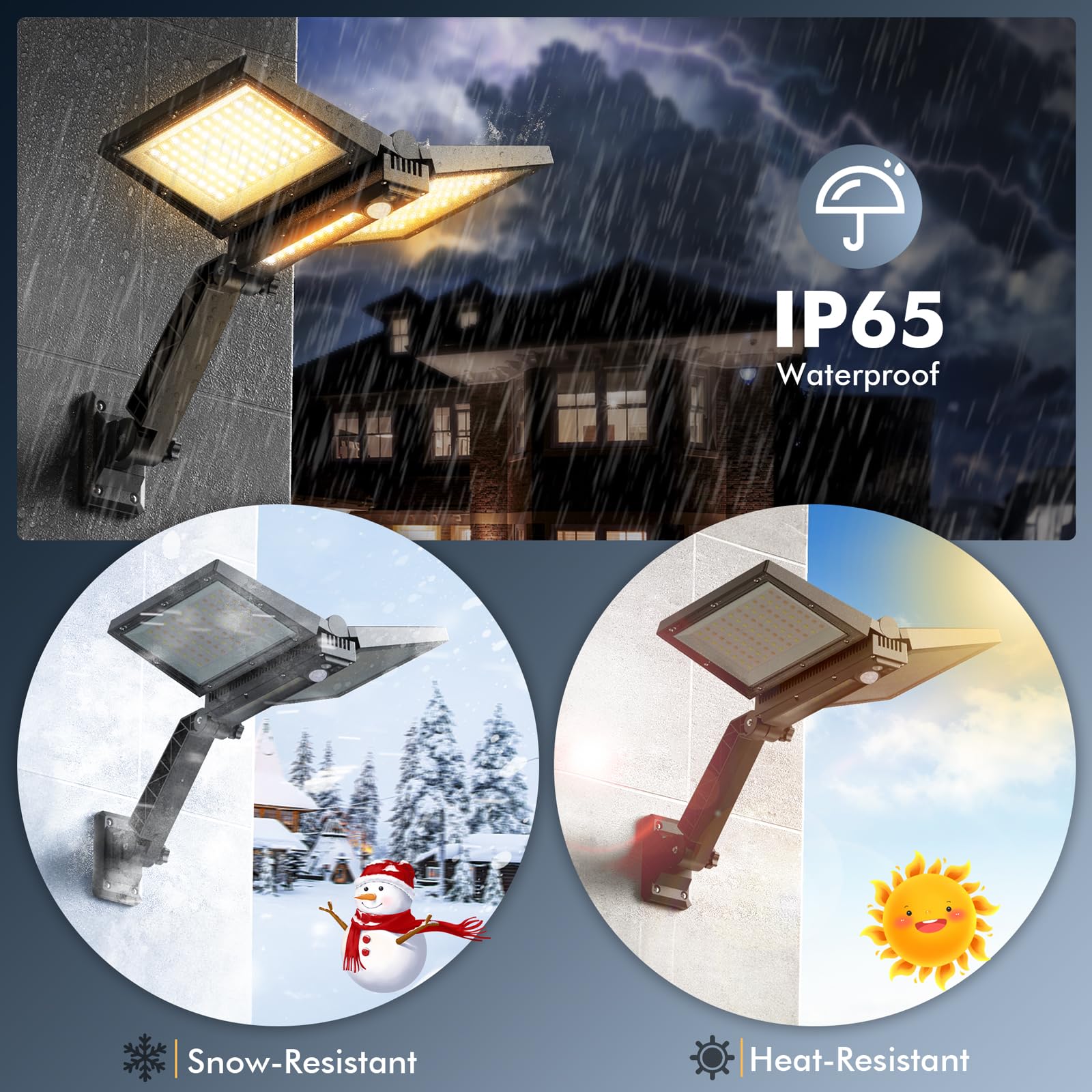 Quntis Solar Lights Outdoor Motion Sensor, Remote IP65 Waterproof Solar Security Lights with 3 Mode, Foldable Bright 180Led Solar Flood lights for Parking Lot Garage Wall Patio Street Pool, Warm/White