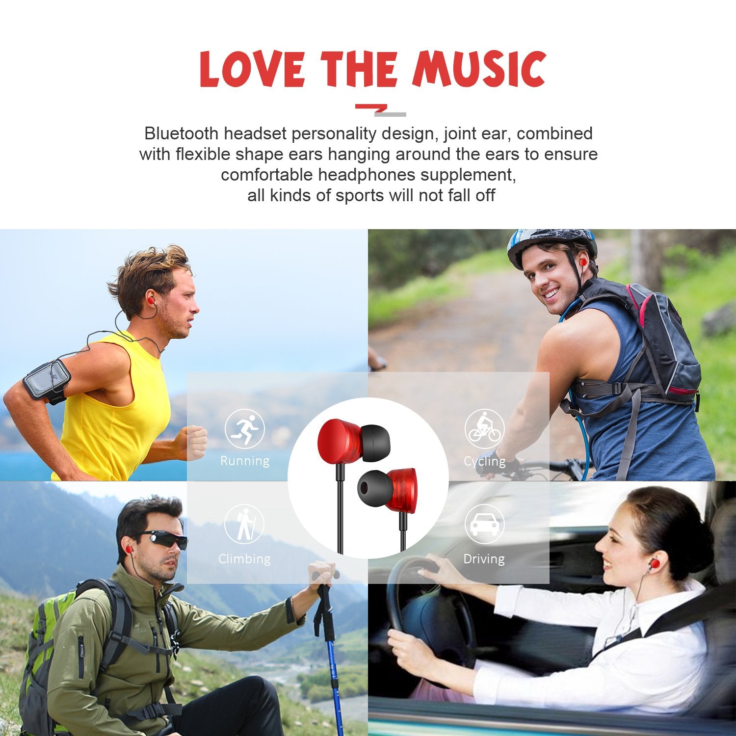 Areker Earphones Transparent Headphones with Microphone In-ear Fashionable Headset Heavy Deep Bass Noise Isolating Sports Headset for iPhone Android Smartphones Mac Laptop Tablets etc - Classic Red - Quntis