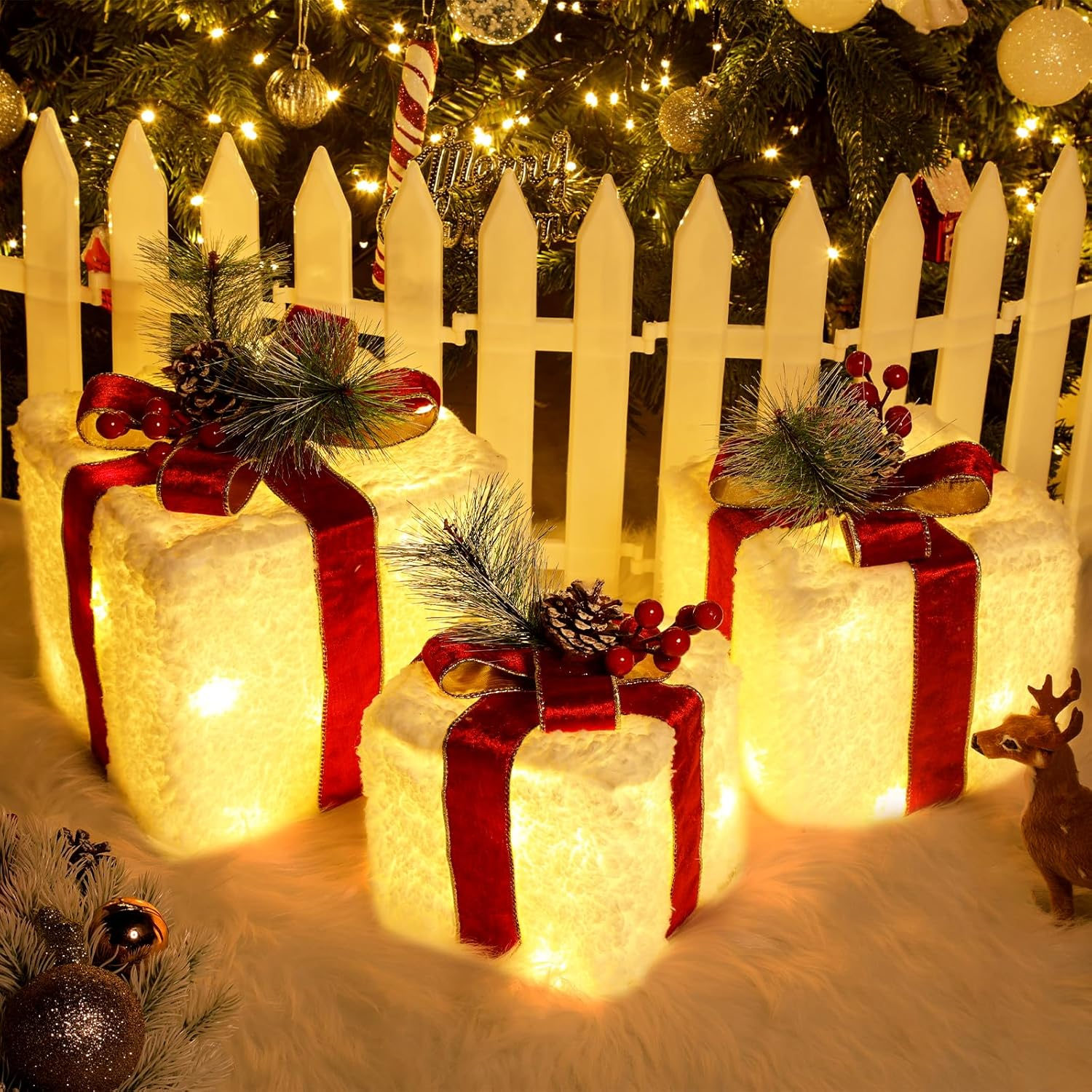 パク・ボゴム Christmas Eve ボックスセットとペンライト Plush Fabric Lighted Christmas Gift Boxes - 60 LEDs & 8 Modes