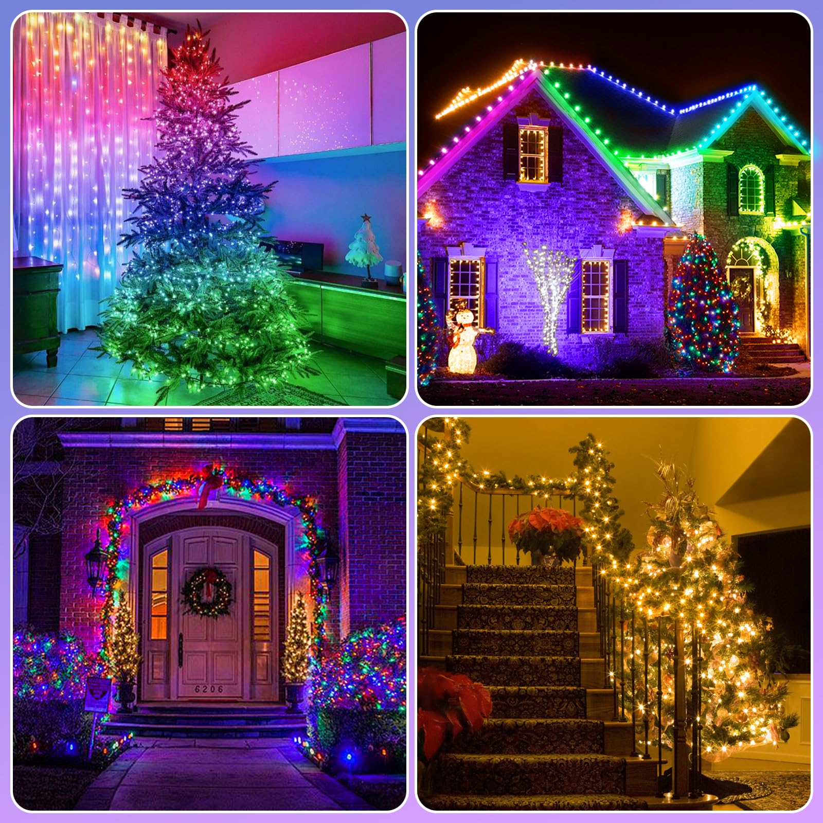 Quntis 30M 300LED Smart Christmas String Lights DIY Control APP & Remote Control, RGB Color Christmas Tree Lights, 200+Dynamic Scene Mode, Decorative for Indoor Outdoor Halloween and Other Festivals