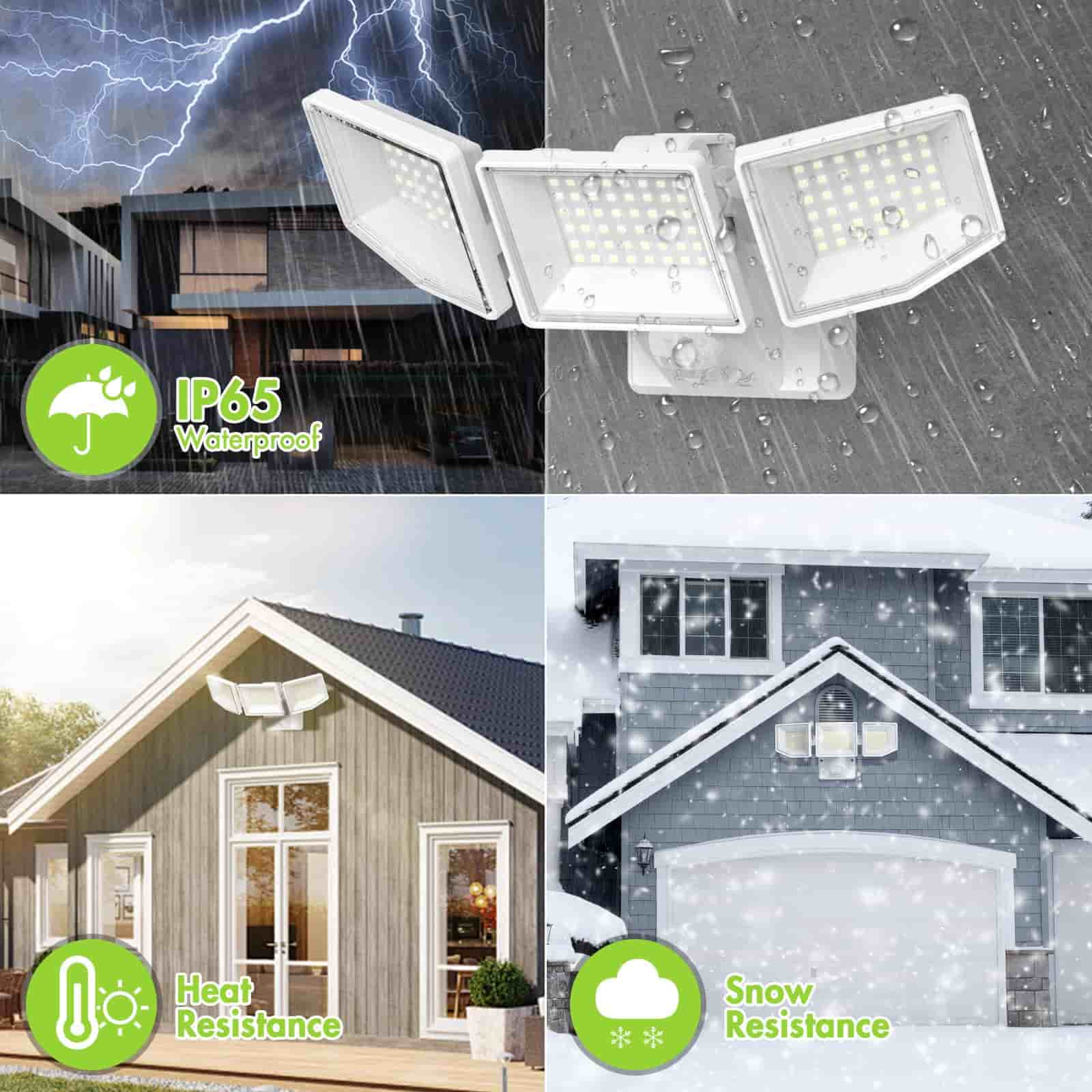 Motion Sensor Outdoor Lights with Remote Control, 6500K, IP65 Waterproof ,White - Quntis