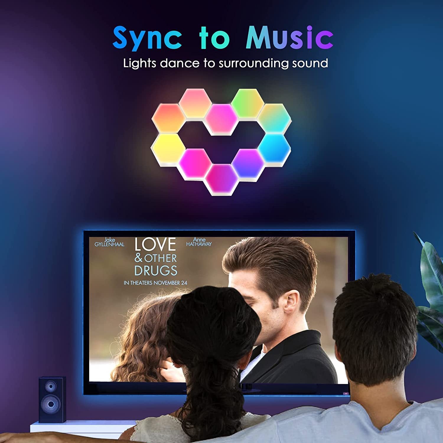 Hexagon Light Panels,Music Sync RGB Hexagon LED Lights Gaming Lights with APP & Remote Control For Home Decor Gaming