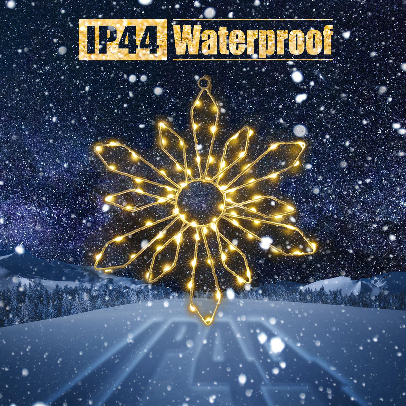 Quntis Christmas Snowflakes Window Lights Battery Operated, 3 Pack 240 LEDs Snowflake Curtain String Lights with Timer Memory, 8 Twinkle Modes Xmas House Indoor Winter Hanging Decoration, Warm White