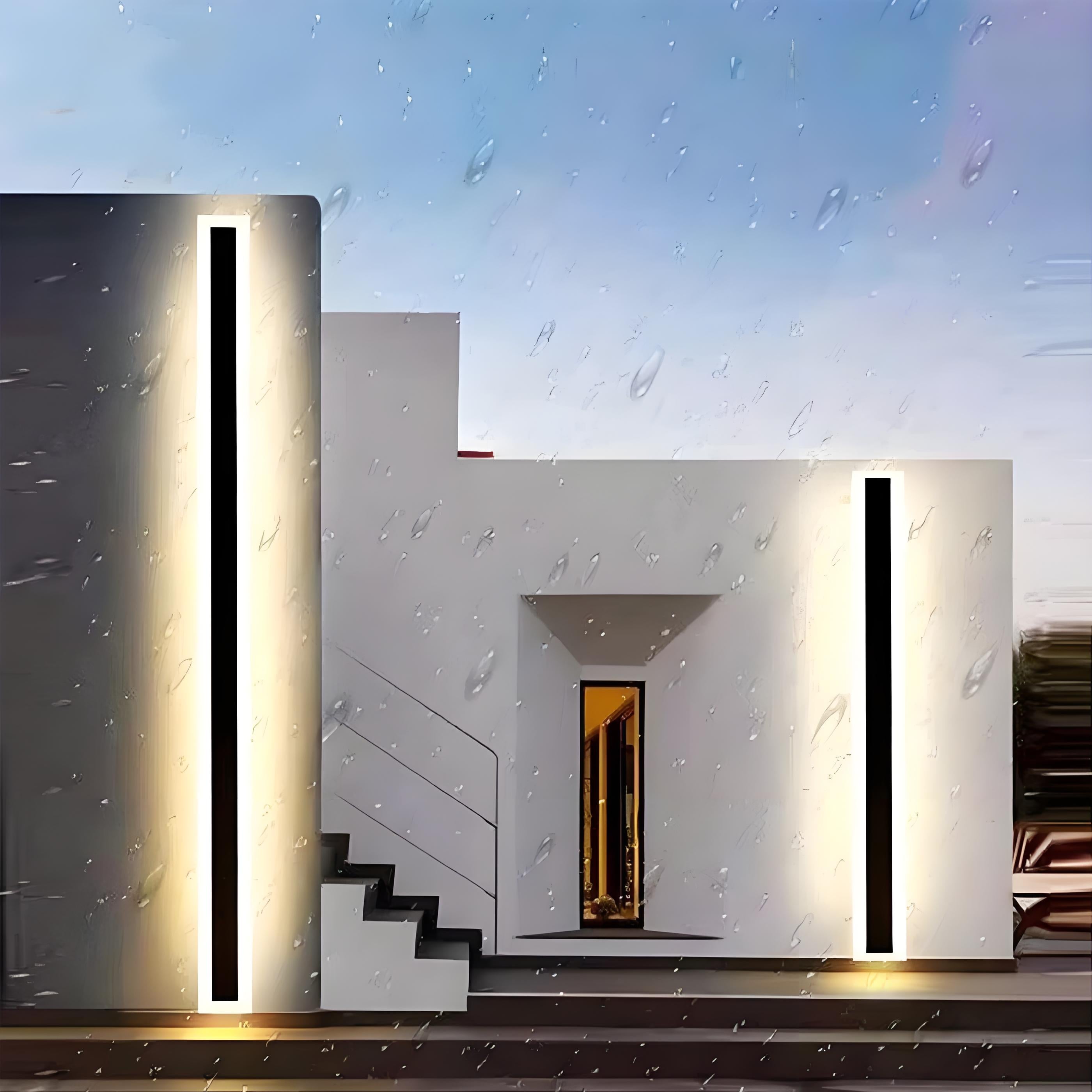ضوء حائط حديث خارجي، 7 ألوان RGB قابلة للتعتيم، مصباح حائط طويل بسيط من الأكريليك، مقاوم للماء IP65، تركيبات إضاءة خارجية للتثبيت على الحائط للحديقة، المنزل، المرآب، الباب الأمامي، الشرفة