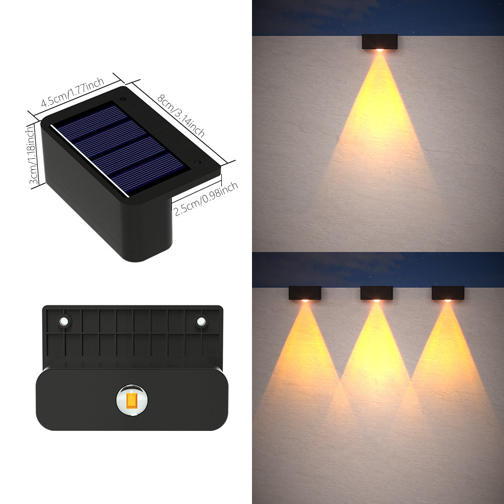 Solar Outdoor LED Wall Lights Waterproof Step Lights Fence Decorative Wall Washer Lights for Patio, Garden, Pathway, and Railing Ambience
