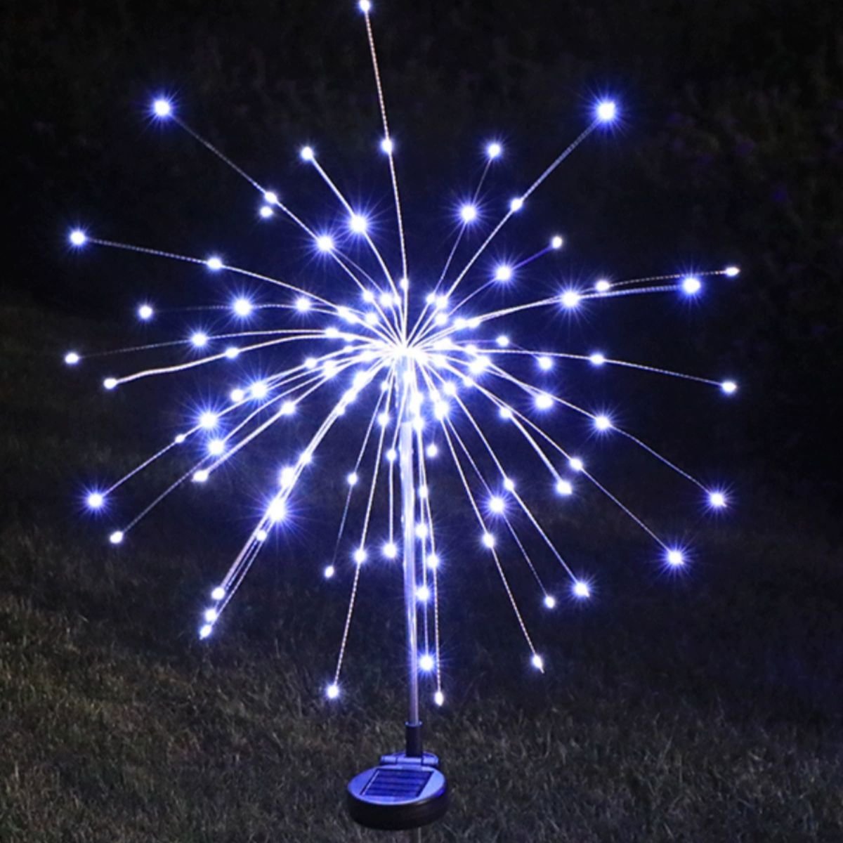 Quntis IP65 8-Modelos 200 Luzes Luzes de Natal Solar para Jardim ao Ar Livre ¨C Luzes de Fada com Estaca à Prova de Água, Designs de Fogos de Artifício e Dente-de-Leão para Decoração de Relvado de Férias