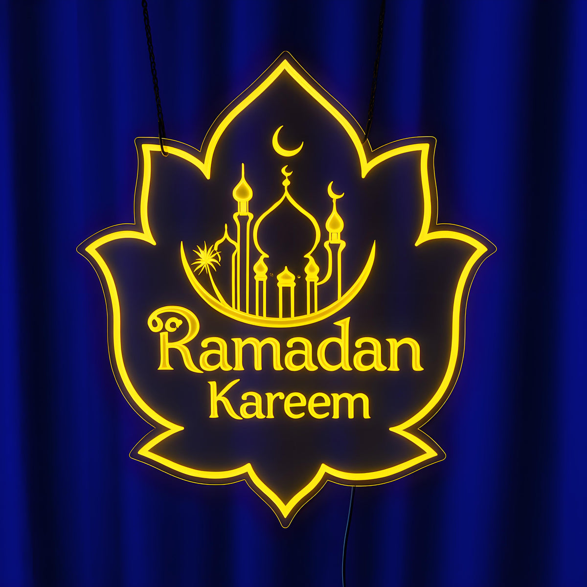 3D Contour LED Neon Sign: 'Ramadan Kareem' Mosque Silhouette with Vibr