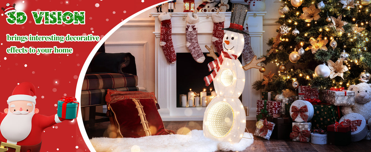 Quntis 3フィートのライト付きクリスマススノーマン、53LEDの