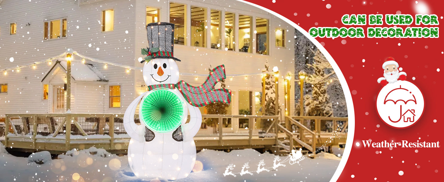 Quntis 3FT ライトアップスノーマンクリスマスデコレーション、3D