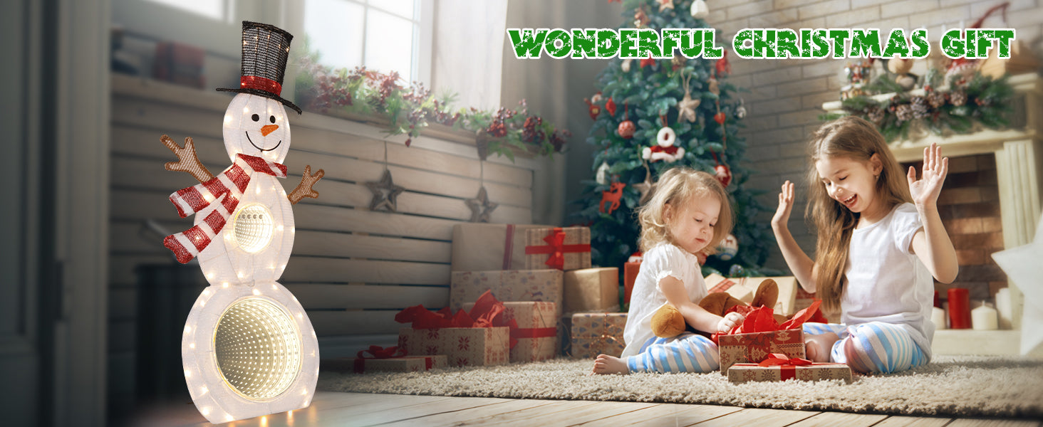 Quntis 3フィートのライト付きクリスマススノーマン、53LEDの