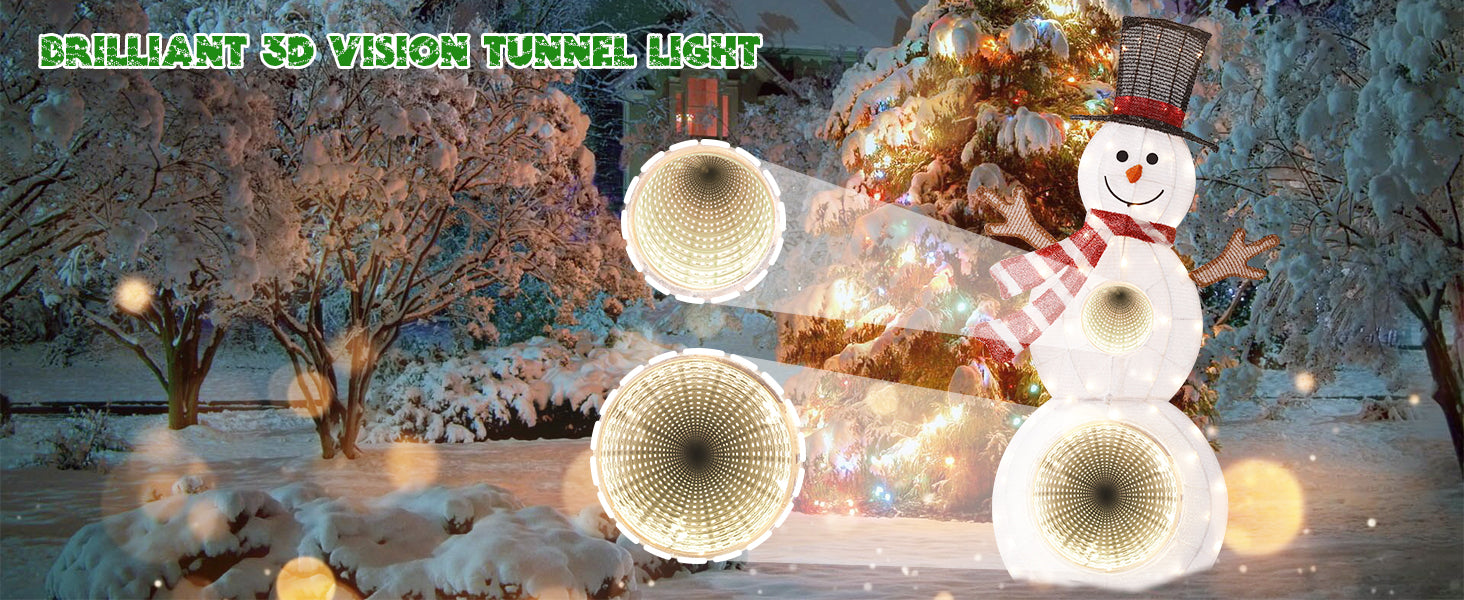 Quntis 3フィートのライト付きクリスマススノーマン、53LEDの