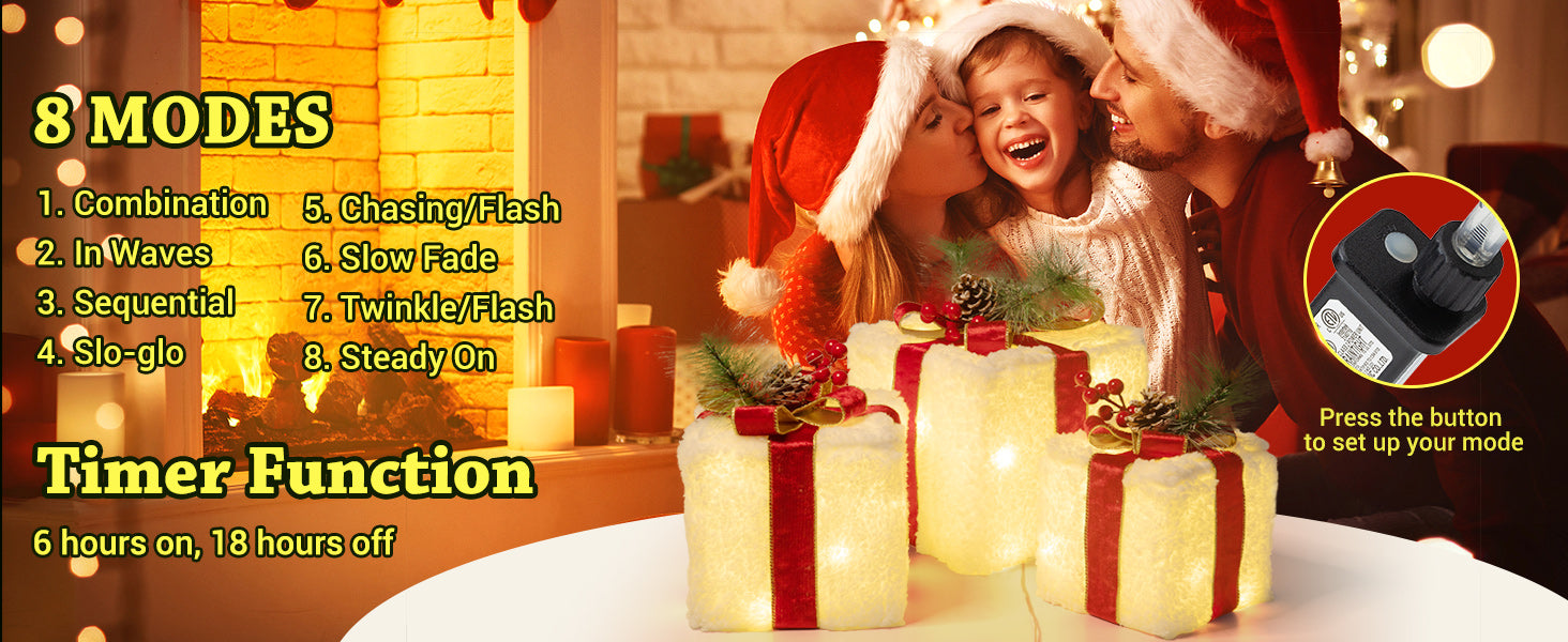 プラッシュファブリックライト付きクリスマスギフトボックス - 60個の