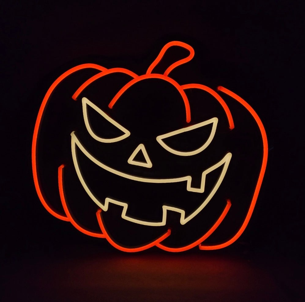 Pumpkin Neon Sign – Vibrant Jack-O’-Lantern LED Neon Light for Halloween Decorations, Party Wall Decor & Haunted Home Ambience
